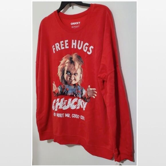 New Chucky Red Sweatshirt Graphic Print Top - Picture 4 of 9